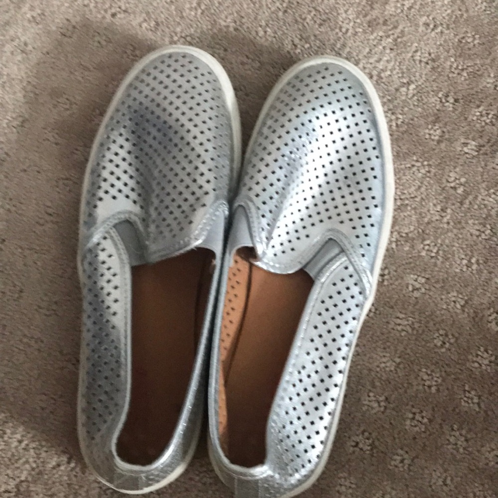 Jcrew silver perforated sneakers